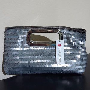 Charming Charlie Silver Sequin Clutch